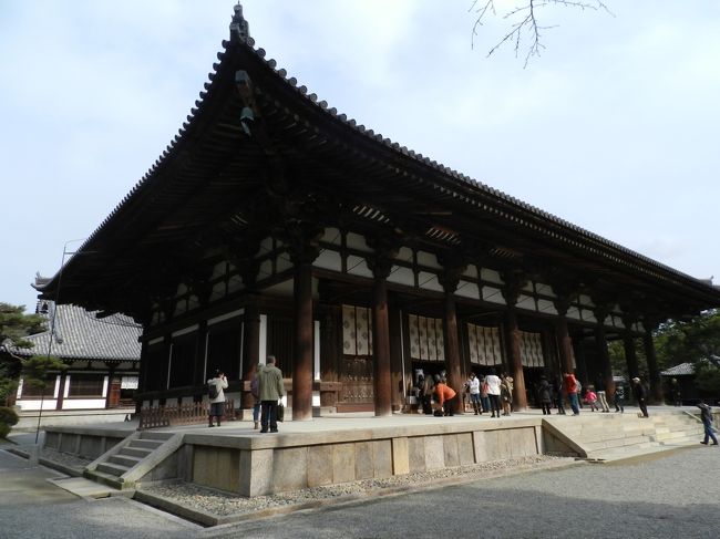 「金堂」を斜めのアングルで...。<br />素晴らしい建物ですね〜。<br /><br />内部は撮影禁止ですが、ご本尊は「蘆舎那仏坐像」でその左右に千手観音立像と薬師如来立像を従えています。<br />その立派なお姿に、背筋がピーンとなる思いでした。