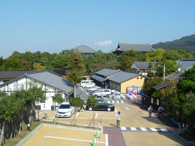２階の席からはちょうど正面に東大寺の南大門、大仏殿の屋根と山の色づきはじめた紅葉が見えてきれいでした。ランチも混みあう前でゆっくりいただくことができました。