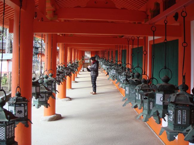 すると、あの有名な釣燈籠が見ることができます。<br />節分の日とお盆の時に、「万燈籠」という伝統行事がひらかれ、<br />それぞれに火が入れられて、境内は幻想的な雰囲気になるとか。。<br />見てみたいな〜♪