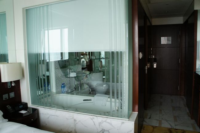 バスルームはガラスばり