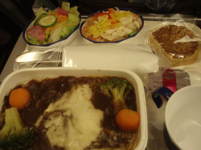 ハノイまではＪＡＬで行きました。<br /><br />洋食を選択<br /><br />ハーゲンダッツのバニラも配られ、<br /><br />美味しくいただきました。