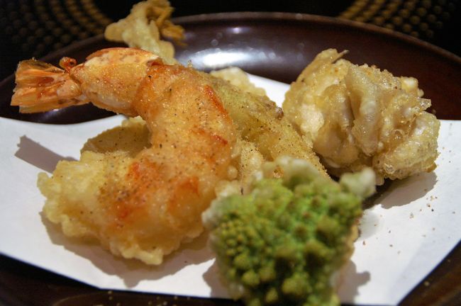 揚物：白子、海老、ロマネスコ、江戸うど。