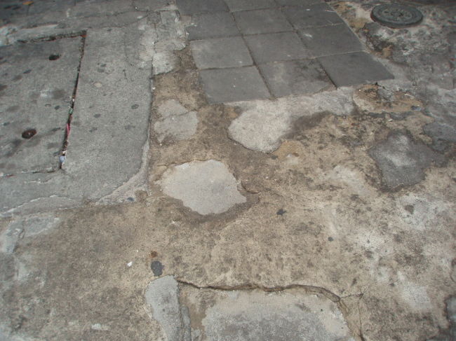 でこぼこ道。「歩くの大変」ってこんな道だからなのね。