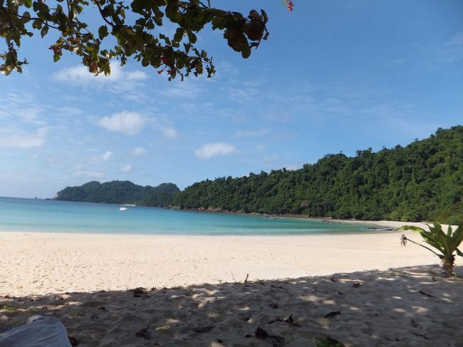 まずは、昨日も行った湾の左手のほうへ<br />シュノーケリングへ。<br /><br />戻ってきて、ふと空をあおぐと<br />かなり日差しが強くなってきていました。<br />木陰とのコントラストがくっきりと。