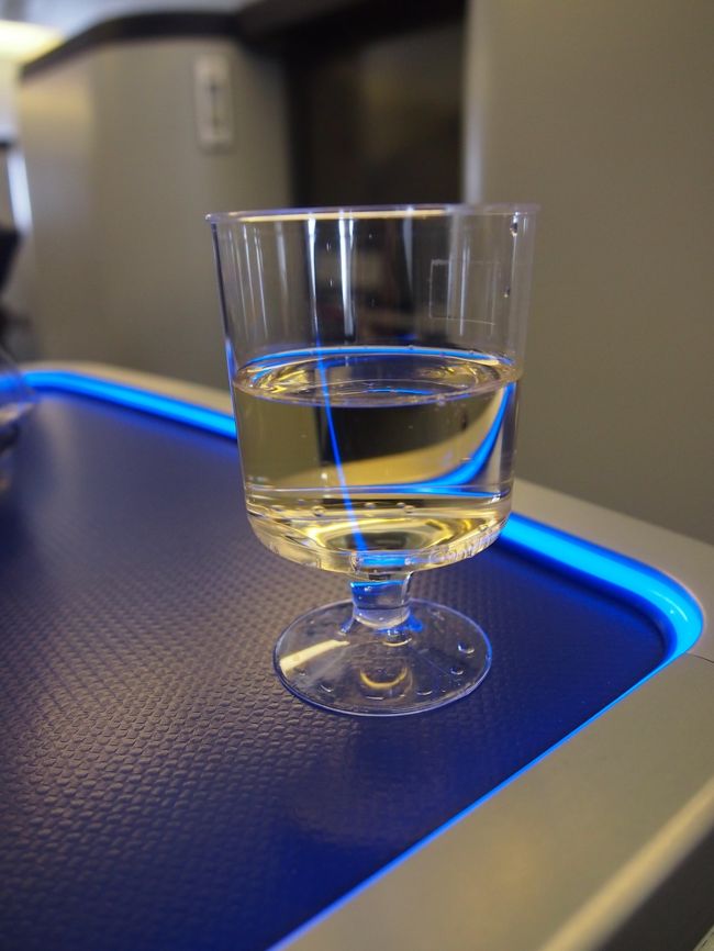 そうこうしているうちに離陸。<br />…エコノミーみたいに、CAさんがシートのこと等特に注意して言い回ることが無いことにもちょっとびっくり。<br />離陸時に、前の棚に置いていた荷物がどさどさ落ちてくることにもびっくり（笑）<br /><br />離陸後、いかがですか？と勧められシャンパンを頂いてみる。