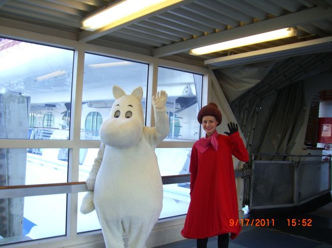 ヘルシンキへのフェリーにはやはりムーミンとミイがお出迎え。
