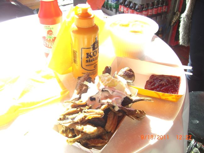 海を望む波止場にマーケットがあるので、カモメの群れもすぐそこです。<br /><br />イワシの揚げたのにレモンとタルタルマヨネーズ、フィッシュスープ。それぞれ3ユーロくらい。安い！