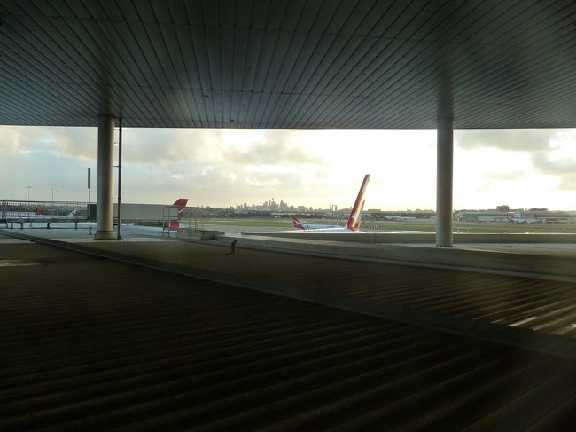 ラウンジからの景色です。カンタスの奥に見えるシドニーのシティ。この旅行が終わろうとしていることを改めて実感し、寂しさが心を襲ってきた瞬間を感じました。