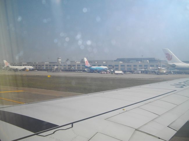 着陸案内「３０分前」で起きだしました<br /><br />「台湾ついたの〜」<br /><br />寝起きはいいので、もうおしゃべり