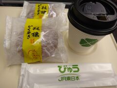 帰りは、グリーン車

おしぼり＆飲み物サービスがあり

青森の和菓子屋「おきな屋」で買った
http://www.a-okinaya.co.jp/

「林檎どら焼き」を食べる


東京駅１７：０８到着