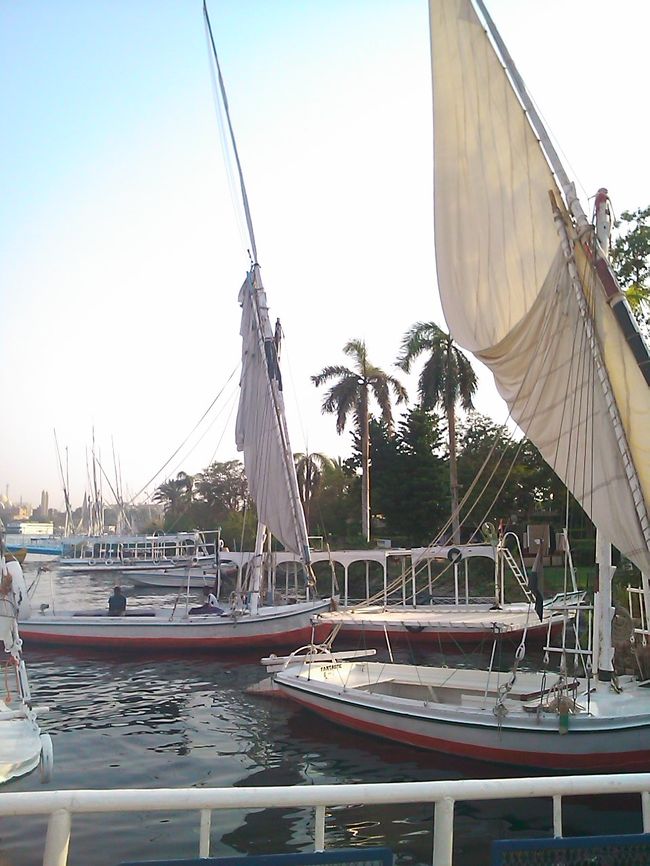 ファルーカ（帆かけ船）でナイル川遊覧にでかけます。<br /><br />時間にして15分。短っ！