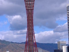 神戸のシンボル、神戸ポートタワー。
下船後、港をぐるっと歩いて上りました。
エレベーターは私の苦手な展望タイプでしたが、向かいの神戸海洋博物館のオブジェみたいなものを見ていたら気がまぎれました。