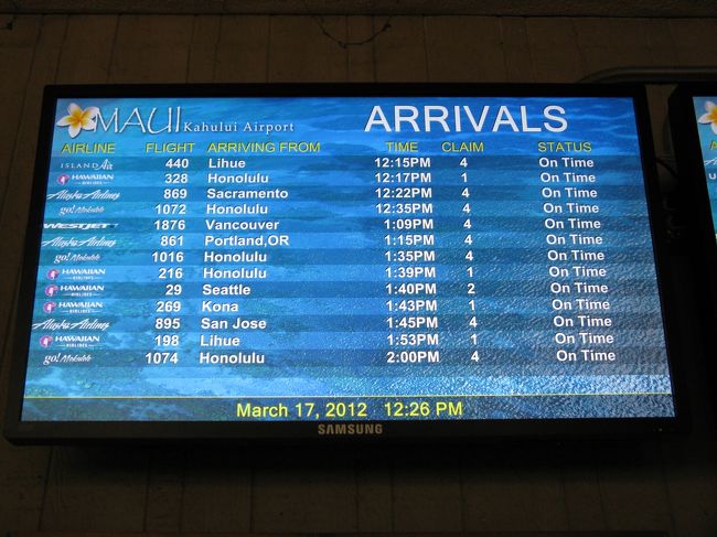 まあ飛行機自体はあっという間（福岡〜鹿児島みたいな感じ）にほぼ時刻どおりに到着しました。が、しかし待てども待てども荷物が出てきません。予感的中、そうです、なんたらバゲージ。バッゲージクレイムに行き何とか事情を伝えると荷物はホテルに送ってくれるとの事。