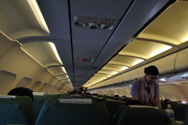 １４時５０分発ＡＮＡ９７７畿内、綺麗な外人のＣＡさん。