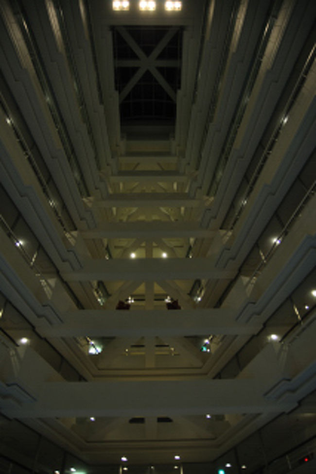 九階建てのホテルは最上階まで吹き抜け、いい感じ。