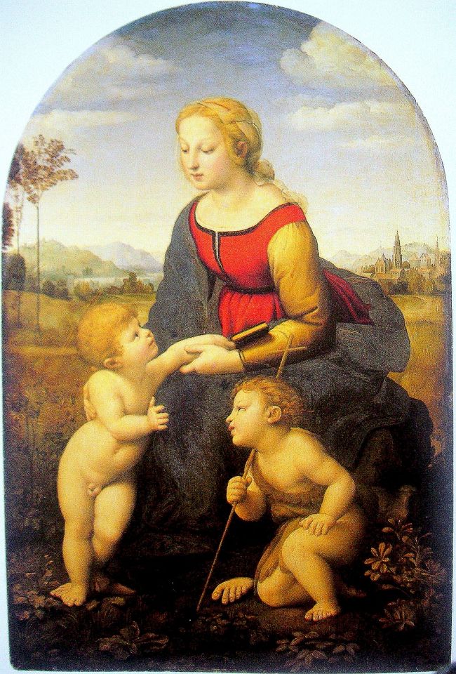 これはルーヴルで撮ったものでありません。<br />　このラッファエロの「美しき女庭師」は今ルーヴルにないとの事。（理由は分からず）探し続けた後に。<br />　残念、無念・・・・・・・・・・・・・の極みです。大好きなこの絵、旅行記には載せるつもりで空けていたスペースがここです。<br />　（私はフィレンツェのひわのマドンナ、ウィーンの草原のマドンナを合わせて３部作と思っています。最後のパリ、これをもって夢、叶わなくなりました。）