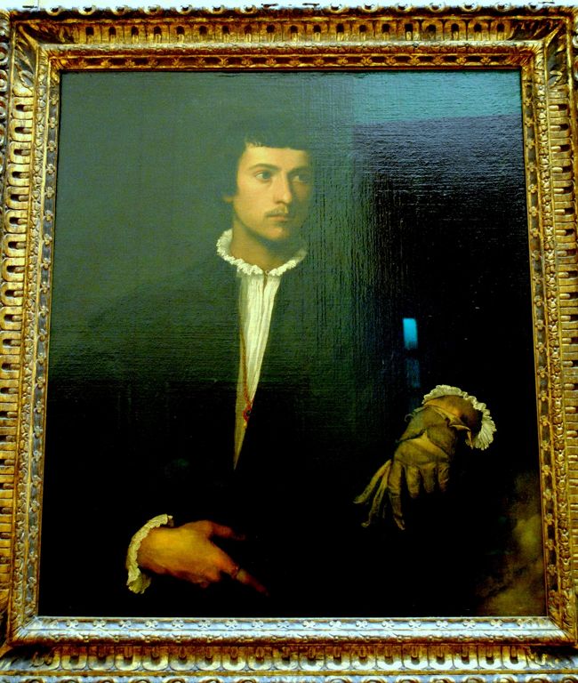 ティツィアーノ・ヴェチェッリオ「手袋をした男」。