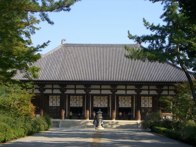 拝観料600円を払って入場。<br />南大門をくぐった正面にあるのは国宝の金堂。<br /><br />中に安置されている盧舎那仏坐像、薬師如来立像、千手観音立像等は圧巻です！<br />朝の9時頃だったので観光客もあまりおらず、じっくり見れました。<br />これ見れただけでもここにきて良かった〜と思いました。<br /><br />撮影は不可だったので唐招提寺のホームページにある画像を乗っけておきます。<br />http://www.toshodaiji.jp/about_kondoh.html<br /><br />こうやって見るより実物の方が全然迫力があるんですけどね。