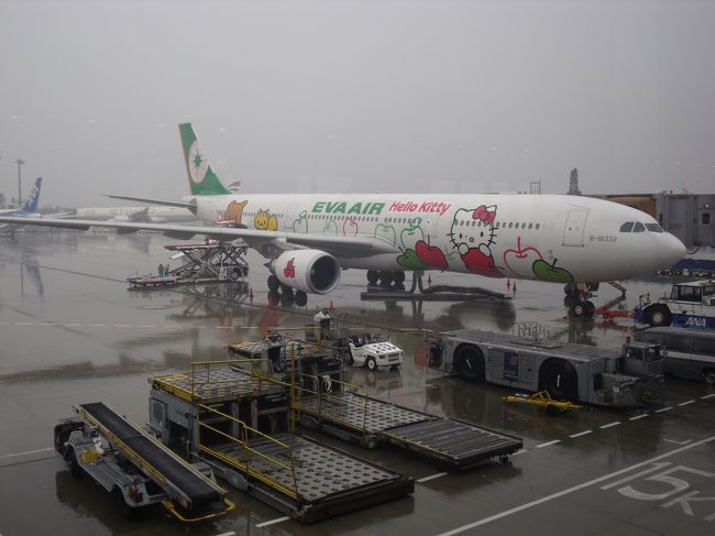 かわいい〜。でも何で台湾の飛行機なのにキティちゃん？
