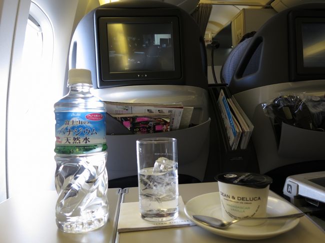 甘いデザートは断り、アイスクリームをいただく。<br /><br />今回のお水はこちらでした。