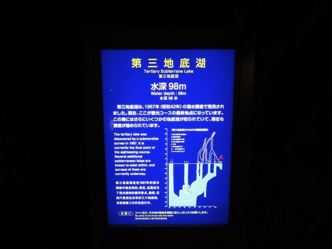 なんと水深98mだそうです。落ちたらヤバイね。しかも奥はまだ調査中らしい。どんだけでかいねん。