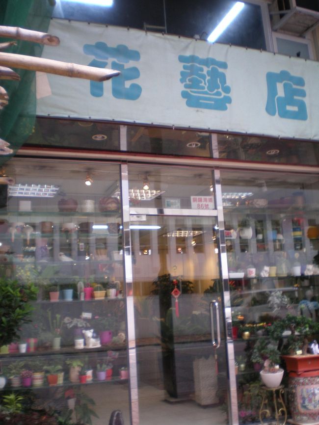 銅羅湾道で見つけた花屋は、切り花ではなくて、観葉植物系の品揃え。他の住宅地では見かけない種類の店です。日本の農協直営店のような有機野菜店も見つけました。<br /><br />写真は「花藝店」。<br /><br />ファームフレッシュ：クチコミ投稿しました。