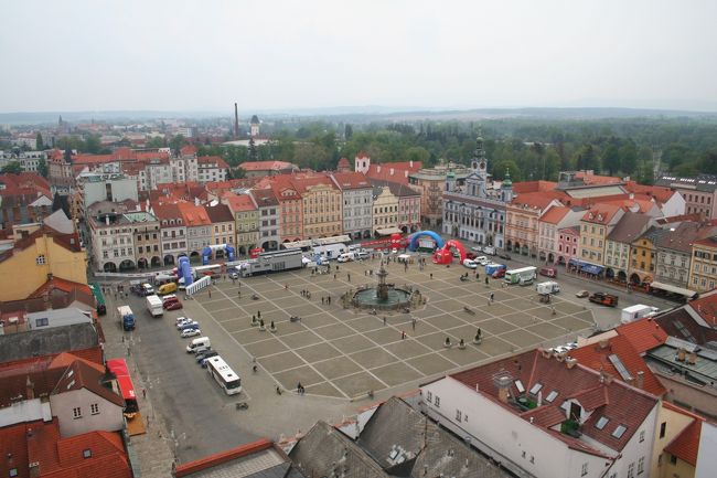 5/14　チェコ　<br />真四角の広大な「プジェミスル・オタカル２世広場」を中心に、ゴシック、バロックの建築が立ち並ぶチェスケー・ブジェヨヴィツェの旧市街