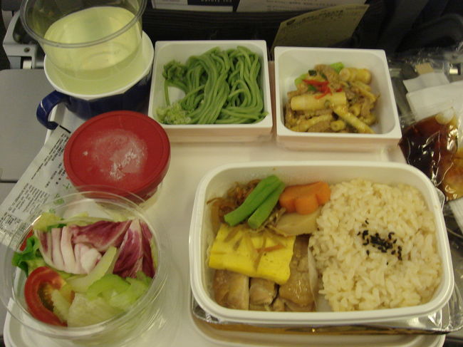 機内食は別腹だよね〜。<br />デザートのハーゲンダッツも、ペロリといただきました。