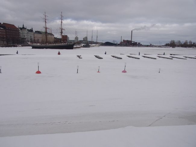 一面、凍った海。すばらしい！雪や氷に縁のない私には興奮する景色。