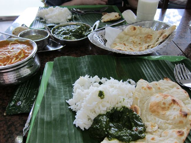 地図を確認すると、レースコース<br />ロードのほうにレストランが多い<br />ようなので行ってみることに。<br /><br />途中、超ラブラブなゲイのカップルさんらが<br />いた。この暑さの中、ご苦労さんです！<br /><br />さてしばらく歩くが、どうも観光客むけっぽい<br />お店が多く、でもお腹も空いたし...と<br />思っていたら、とても混んでいるお店を発見。<br />覗くと、地元のひとがたくさんいたので<br />結構美味しいのかな？と期待をこめて<br />入ってみることに。<br />小さな階段があって、ちょっと不便だけど。<br /><br />店の中には、ビジネスマン風の人、<br />観光客の両方がいて日本人もいた。<br />やたらキャーキャー騒いでる日本人<br />ギャルたちはかなり浮いていた。<br /><br />カレーは美味しいのだが、ご飯の<br />お代わりシステムがよくわからず<br />ウェイターさんがどんどんいれて<br />くれようとする！！<br />ありゃりゃ！！これどうやって止めれて<br />もらえばいいのかな？しかしお腹が<br />破裂してしまうので、強引に止める！<br />