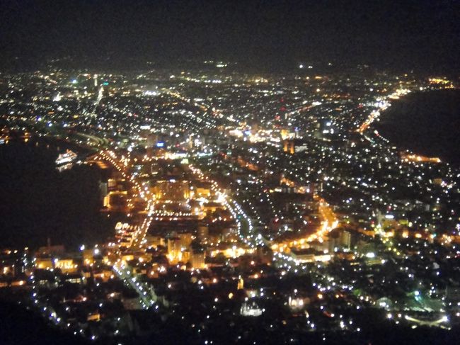 夕食後函館夜景見物に観光バスで
