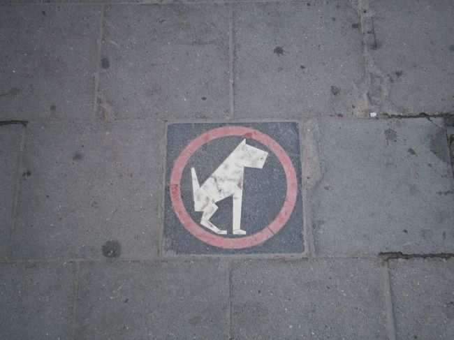 グランプラス付近の石畳で見つけたマーク<br />犬に関係あるのは分かりますが、それからどうする・・・