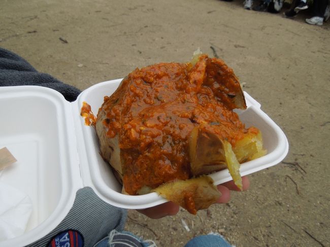 4種類くらいソースがあって、私たちはカレーをチョイス！<br /><br />寒い中だったので、アツアツのポテトに元気をもらいました〜