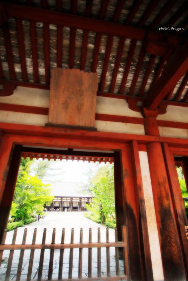 南大門の額には唐招提寺と刻まれます。<br />この額は複製で、本物は講堂に納められています。<br /><br />実際の額は孝謙天皇から賜ったもの。