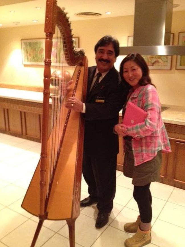 夕食はホテルで食べるしかない<br /><br />周りに何もないから<br /><br />タクシーで街に行くことはできるけど<br /><br />ハープ演奏があった<br /><br />なかなかいい音色です