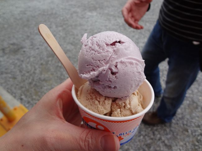 私は、べに芋＆黒糖のアイスクリーム♪<br /><br />アイスクリームを食べれば、<br />残念な気持ちも吹き飛びました！