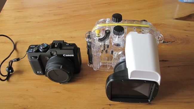 　今回の旅で使った、CANON G1Xと専用の防水ケースです。<br /><br />　画質は、今までのデジコンと比べると段違に良いです。<br /><br />　デジタルハイビジョン動画も含め、美ら海水族館、宮古島、八重干瀬の風景を沢山撮りました。