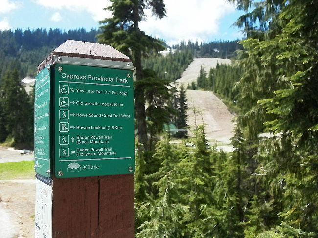 サイプレス･マウンテン<br /><br />２０１０年の冬季オリンピックで、モーグルやスノーボードの会場ともなった山です。<br /><br />Yew Lake のループを通って、Bowen Lookout 展望スポットまで行ってみましょう。