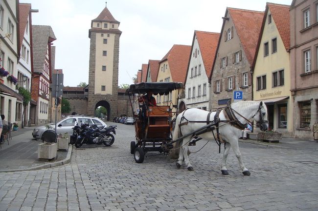 ローテンブルグの街並みに白馬までいます<br /><br />完全に観光地だ