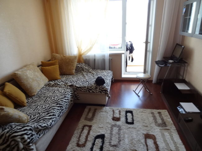 オレッグの弟さんの<br />集合団地に泊めさせてもらいました。<br />２００７年に建てられたばかりで<br />綺麗でした。<br /><br />この部屋で寝させてもらった。