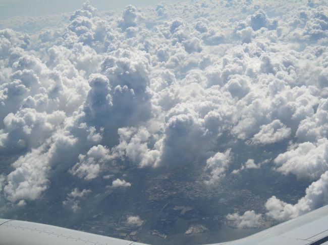 機内から。<br />夏の雲ってモコモコしててかわいいね☆