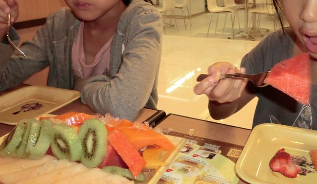 キッズチョイスは果物盛り合わせ。８００円くらいです。<br />がつがつ食べて、あっという間に完食でした。