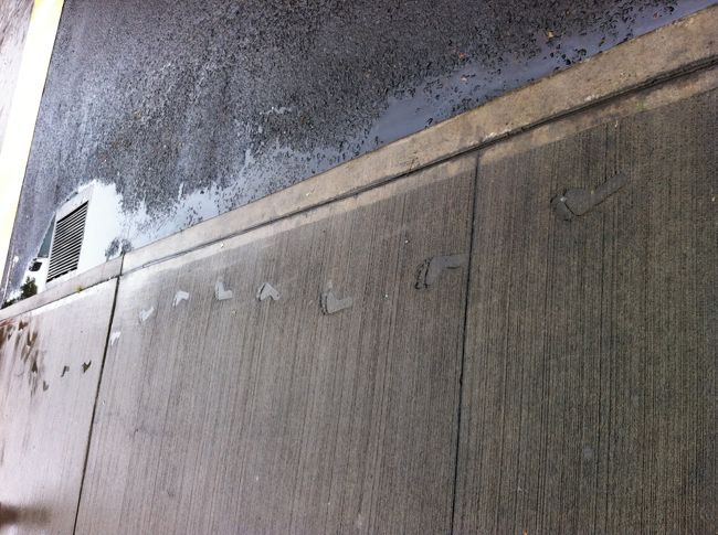 さて、早速アラモアナＳＣへ。<br />どんな感じか偵察！<br />最初だから、近くの停留所からピンクライン・トロリーで。<br /><br />降りたらこんな足跡が！