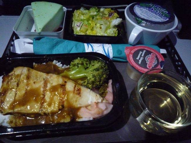帰りも快適フライト。<br />機内食もジンジャー風味のテリヤキ味。まあまあだったよ。<br />