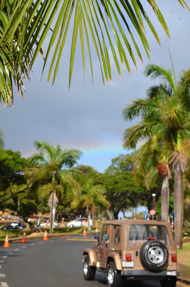 にわかに降った雨のあと、虹が・・・
