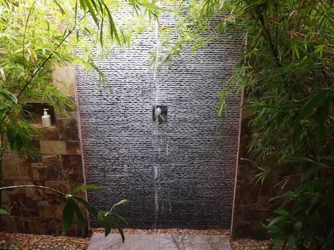 アウトドアのシャワールーム。<br />竹が伸びすぎてて、シャワーしにくい状況。