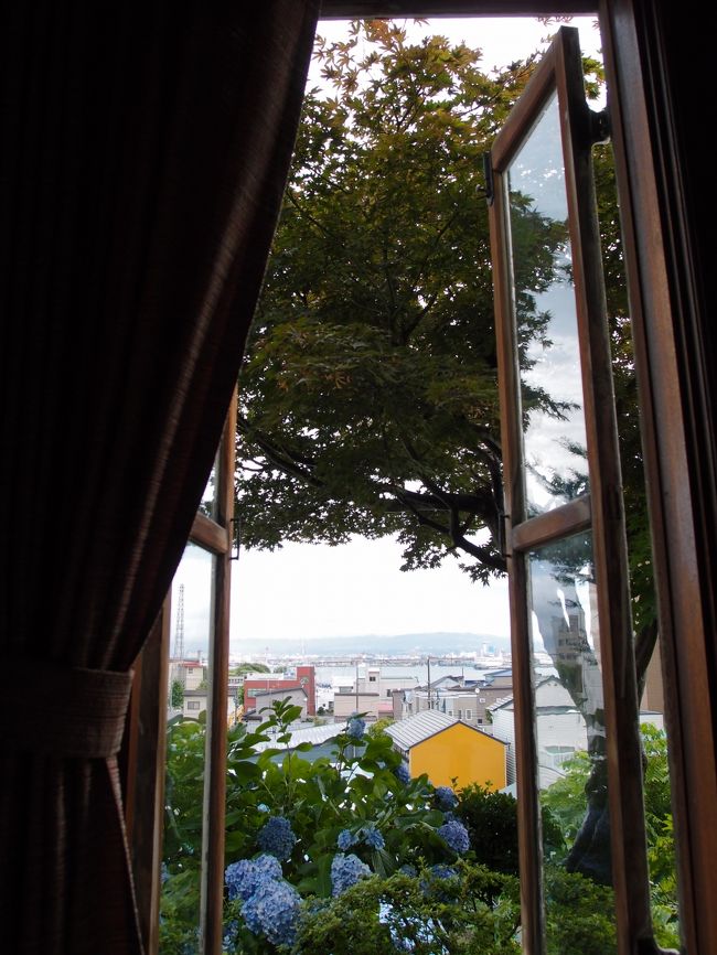 宿泊した部屋からは、1階にも関わらず、函館港が一望できます。<br /><br />手前には満開の紫陽花。<br /><br />夜は夜景も楽しめました♪