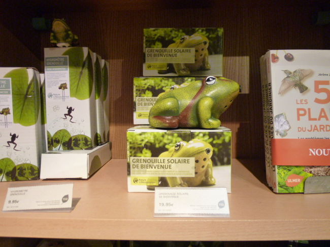 目を引くカエルの置物をこっそり撮影しました。