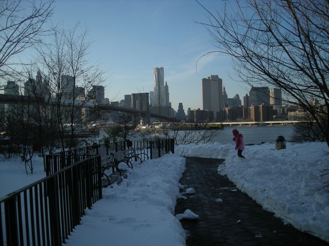 Brooklyn Bridge Parkも雪がいっぱいでした。