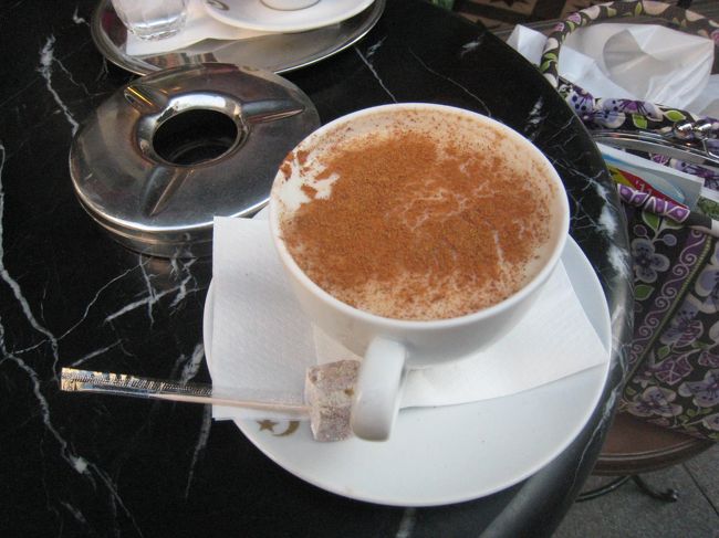 カドキョイのカフェにて。<br /><br />私たちはトルココーヒーを飲んでいたのですが<br />息子は、店の人がオススメしてくれた「サーレップ」を。<br /><br />味はトルコアイスを温めたような味だなとおもったら<br />原料が同じでした。